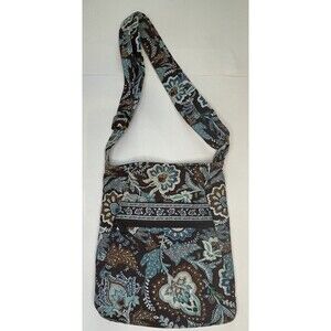 Vera Bradley Java Blue Brown Hipster Crossbody Purse Shoulder Bag Floral